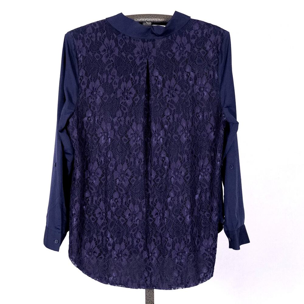 Isaac Mizrahi Live! Women's Blouse SZ 14 Fairycore Whimsigoth Romantic Lace Blue